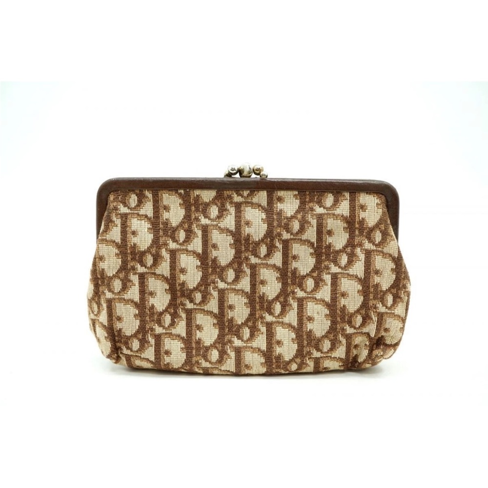 Dior Beige and Brown Monogram Coin Purse - Picture 1 of 11